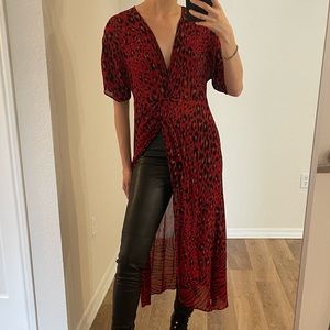 Zara Animal Print Sheer Tunic Size S
